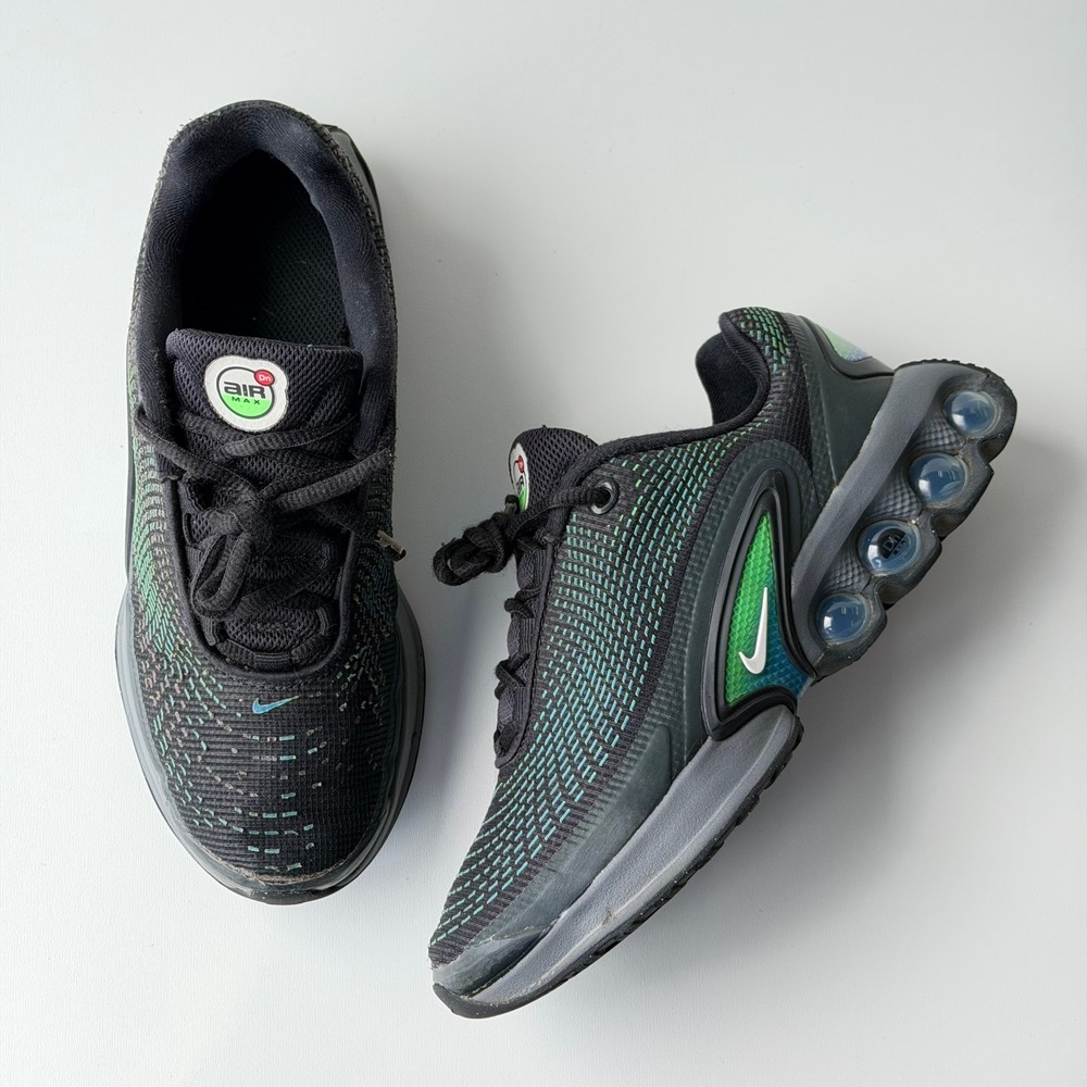Nike Air Max Dn Kids Size 3.5Y Black Hyper Cobalt Rage Green Athletic Sneakers